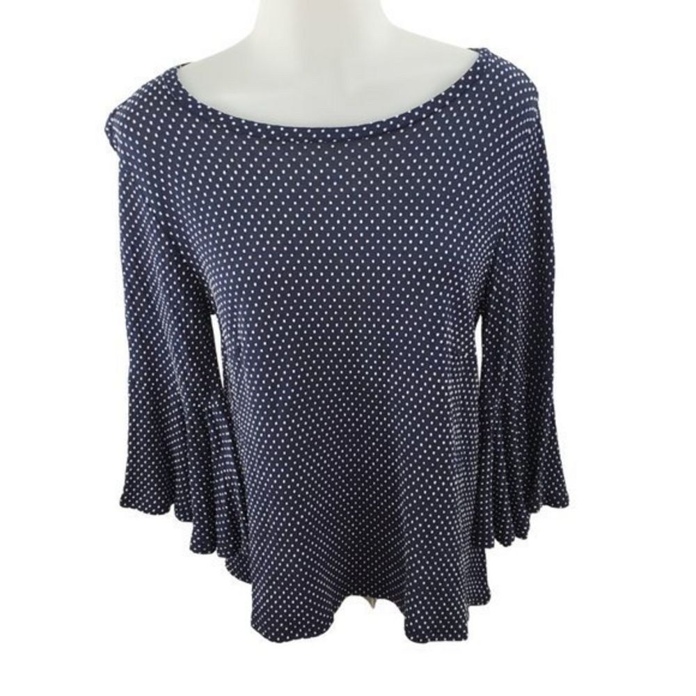 Sunday in Brooklyn Top XS Blue Swiss Dot Bell Slee